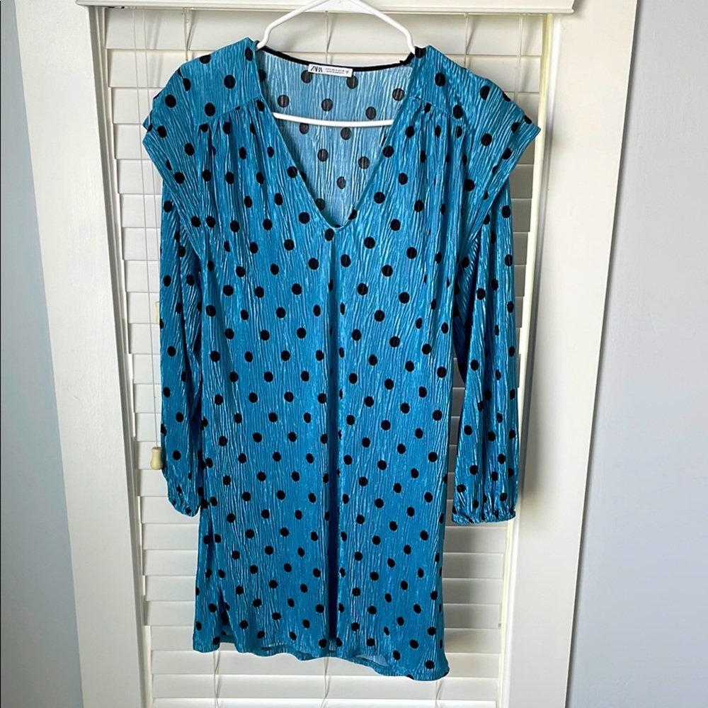 Zara Blue Polka Dot Dress NWOT